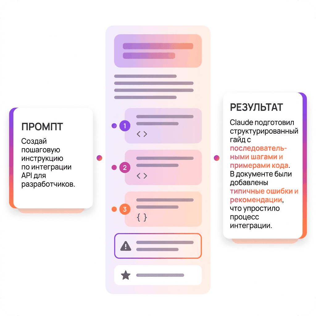 «Создай пошаговую инструкцию по интеграции API для разработчиков»