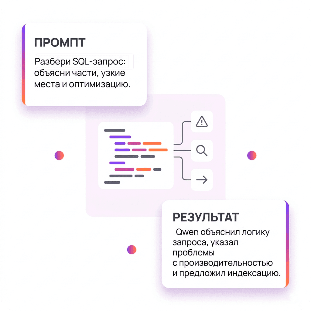 «Разбери этот SQL-запрос: объясни, что делает каждая его часть, где возможны узкие места по производительности и как можно оптимизировать выполнение»